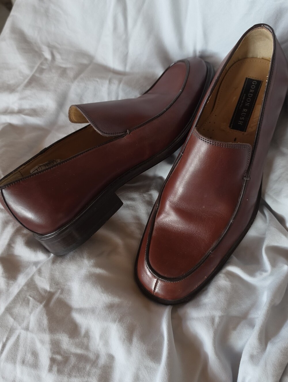 Men's Burgundy Leather Slip-On Dress Loafers - Picture 2 of 4